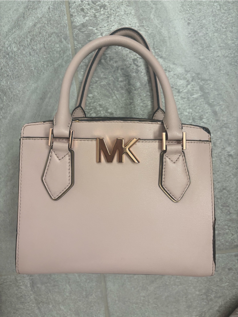 Michael Kors Blush Top-Handle Satchel with Gold MK Logo